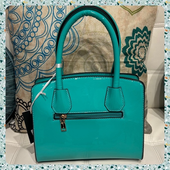 La Terre Tiffany blue turquoise vegan leather purse - Picture 2 of 10
